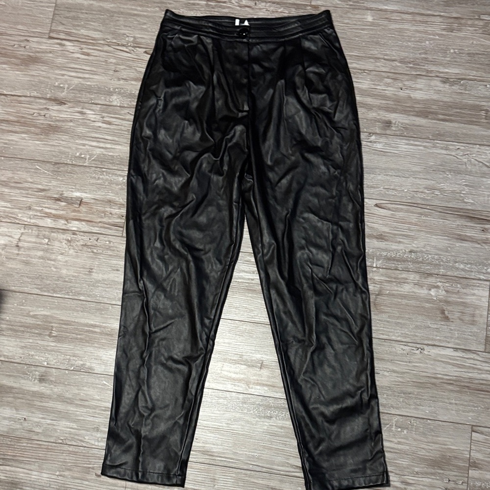 Princess Polly Black Faux Leather Straight Leg Pants - Picture 3 of 7